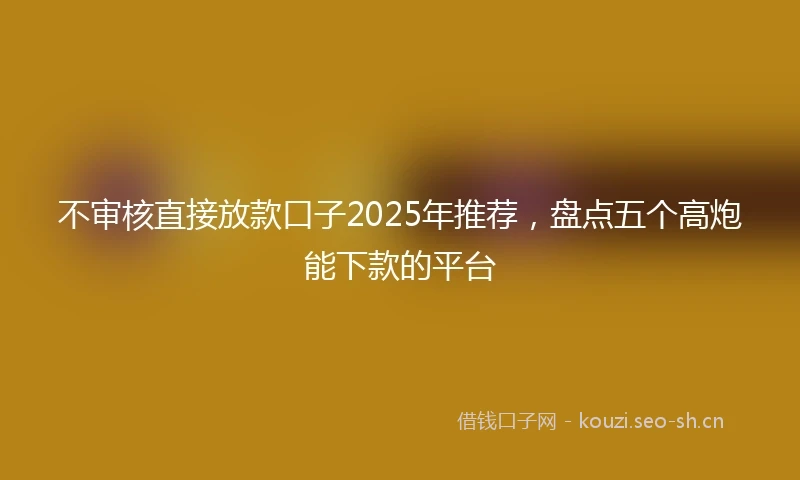 不审核直接放款口子2025年推荐，盘点五个高炮能下款的平台