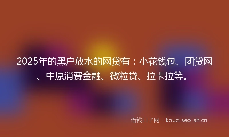2025年的黑户放水的网贷有：小花钱包、团贷网、中原消费金融、微粒贷、拉卡拉等。