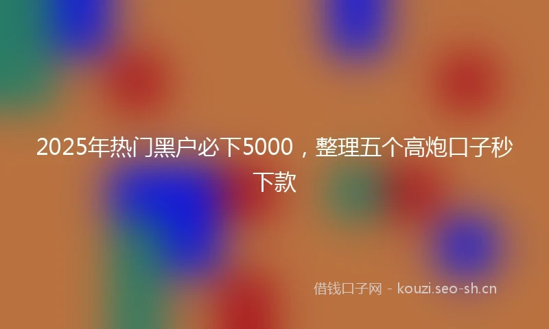 2025年热门黑户必下5000，整理五个高炮口子秒下款