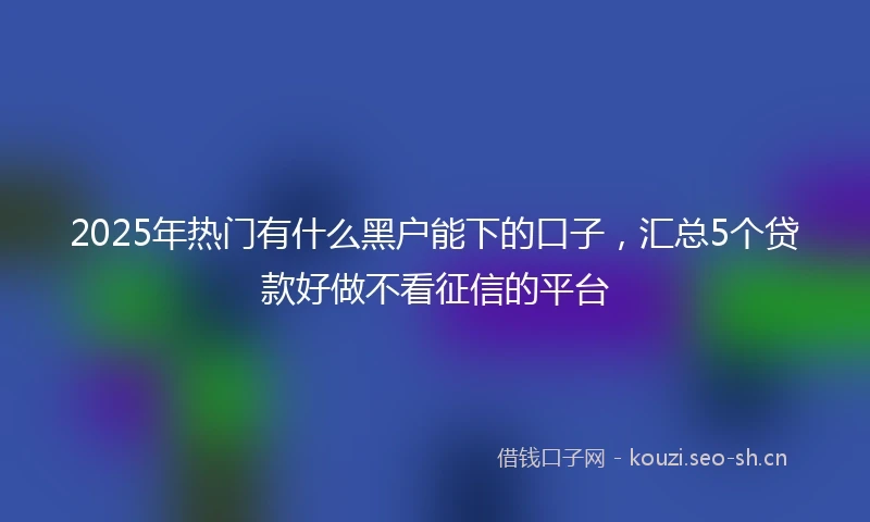 2025年热门有什么黑户能下的口子，汇总5个贷款好做不看征信的平台