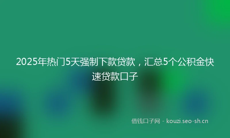2025年热门5天强制下款贷款,汇总5个公积金快速贷款口子