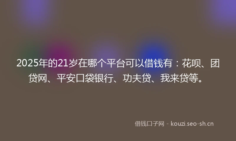 2025年的21岁在哪个平台可以借钱有：花呗、团贷网、平安口袋银行、功夫贷、我来贷等。