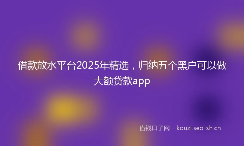 借款放水平台2025年精选，归纳五个黑户可以做大额贷款app