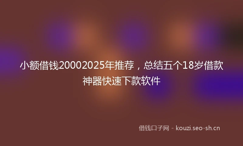 小额借钱20002025年推荐，总结五个18岁借款神器快速下款软件