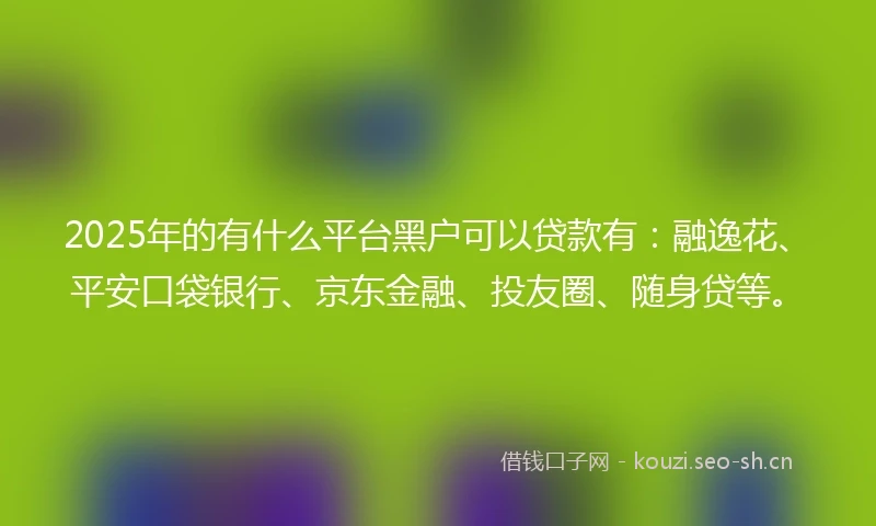 2025年的有什么平台黑户可以贷款有：融逸花、平安口袋银行、京东金融、投友圈、随身贷等。