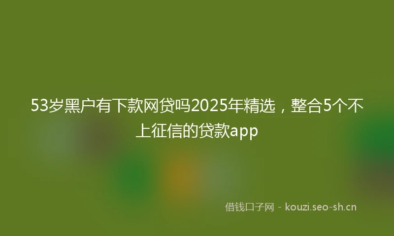 53岁黑户有下款网贷吗2025年精选，整合5个不上征信的贷款app