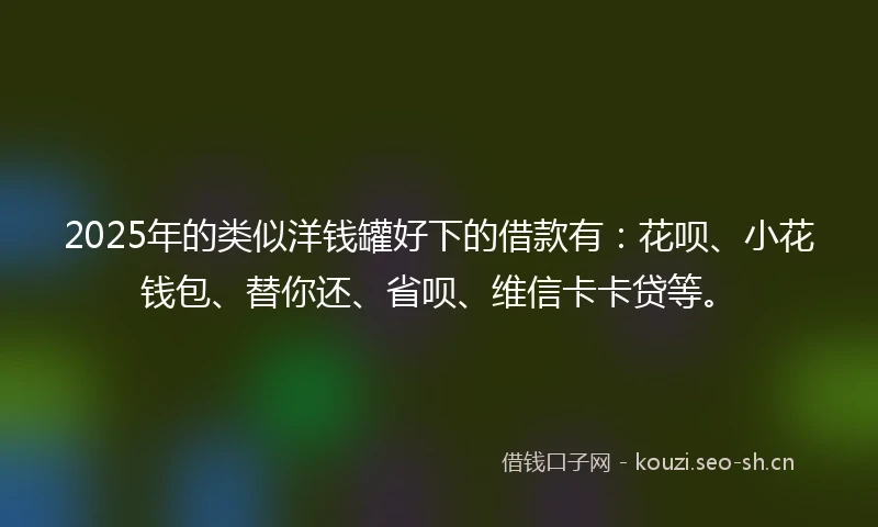 2025年的类似洋钱罐好下的借款有：花呗、小花钱包、替你还、省呗、维信卡卡贷等。
