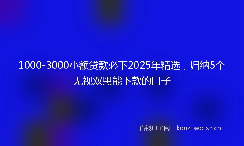 1000-3000小额贷款必下2025年精选，归纳5个无视双黑能下款的口子