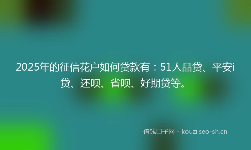 2025年的征信花户如何贷款有：51人品贷、平安i贷、还呗、省呗、好期贷等。