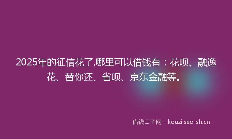 2025年的征信花了,哪里可以借钱有：花呗、融逸花、替你还、省呗、京东金融等。