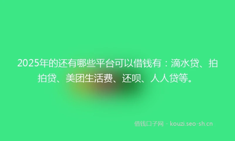 2025年的还有哪些平台可以借钱有：滴水贷、拍拍贷、美团生活费、还呗、人人贷等。