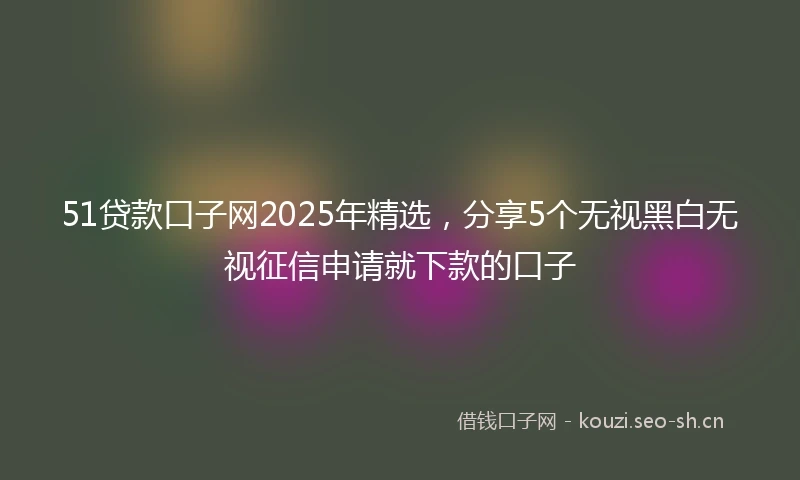 51贷款口子网2025年精选，分享5个无视黑白无视征信申请就下款的口子