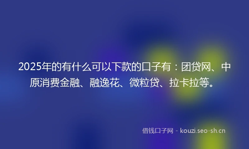 2025年的有什么可以下款的口子有：团贷网、中原消费金融、融逸花、微粒贷、拉卡拉等。