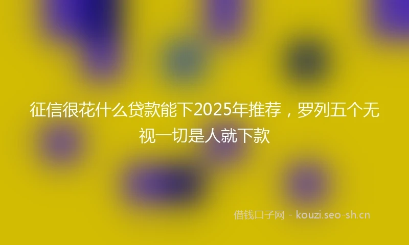 征信很花什么贷款能下2025年推荐，罗列五个无视一切是人就下款