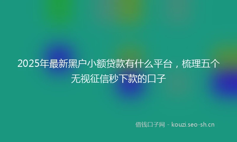 2025年最新黑户小额贷款有什么平台,梳理五个无视征信秒下款的口子
