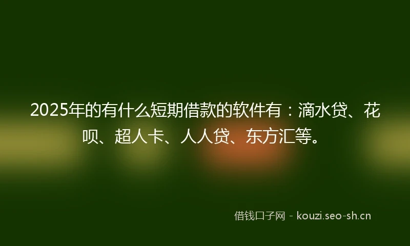 2025年的有什么短期借款的软件有：滴水贷、花呗、超人卡、人人贷、东方汇等。