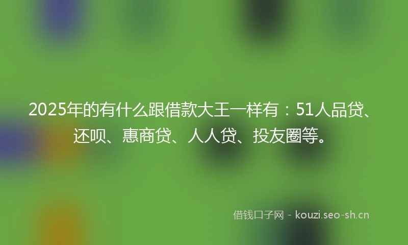 2025年的有什么跟借款大王一样有：51人品贷、还呗、惠商贷、人人贷、投友圈等。