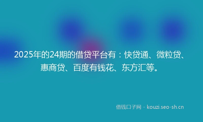 2025年的24期的借贷平台有：快贷通、微粒贷、惠商贷、百度有钱花、东方汇等。