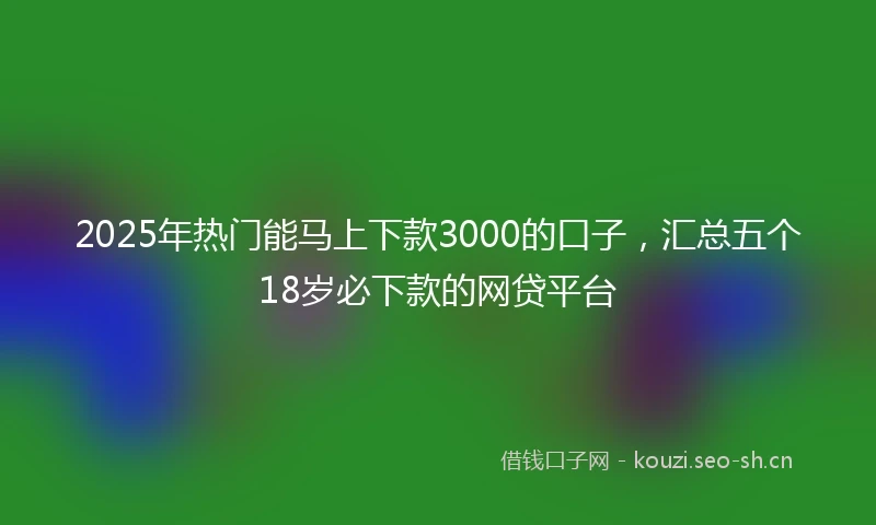 2025年热门能马上下款3000的口子，汇总五个18岁必下款的网贷平台
