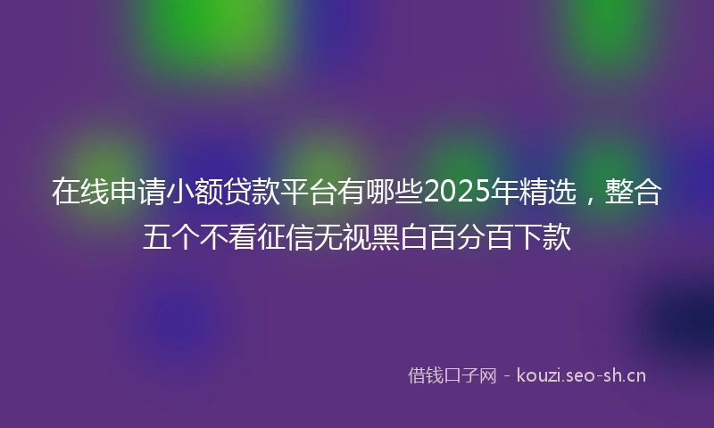 在线申请小额贷款平台有哪些2025年精选，整合五个不看征信无视黑白百分百下款