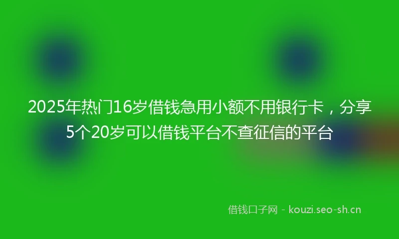 2025年热门16岁借钱急用小额不用银行卡，分享5个20岁可以借钱平台不查征信的平台