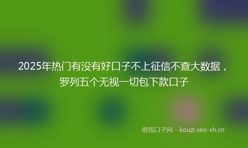 2025年热门有没有好口子不上征信不查大数据，罗列五个无视一切包下款口子