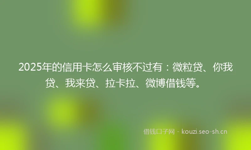 2025年的信用卡怎么审核不过有：微粒贷、你我贷、我来贷、拉卡拉、微博借钱等。