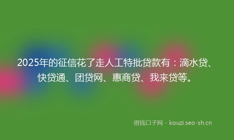 2025年的征信花了走人工特批贷款有：滴水贷、快贷通、团贷网、惠商贷、我来贷等。