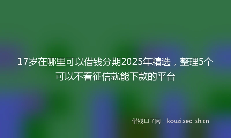 17岁在哪里可以借钱分期2025年精选，整理5个可以不看征信就能下款的平台
