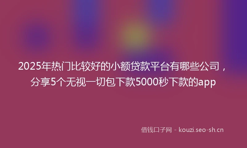 2025年热门比较好的小额贷款平台有哪些公司，分享5个无视一切包下款5000秒下款的app