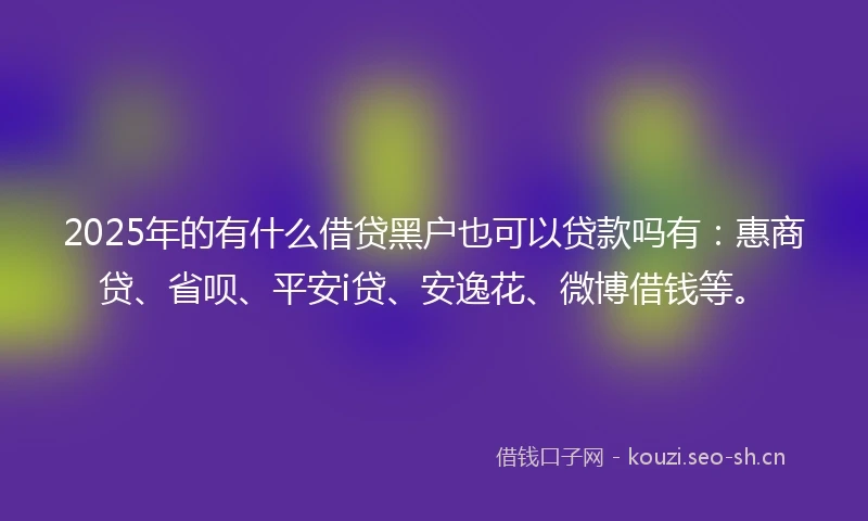 2025年的有什么借贷黑户也可以贷款吗有：惠商贷、省呗、平安i贷、安逸花、微博借钱等。