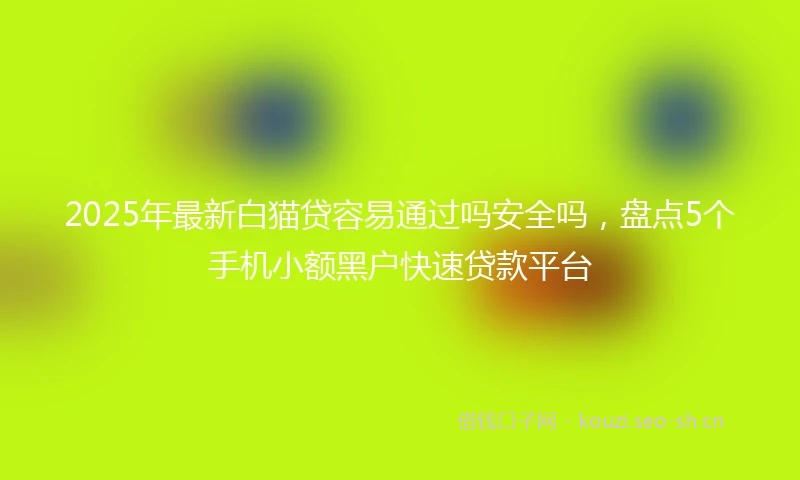 2025年最新白猫贷容易通过吗安全吗，盘点5个手机小额黑户快速贷款平台