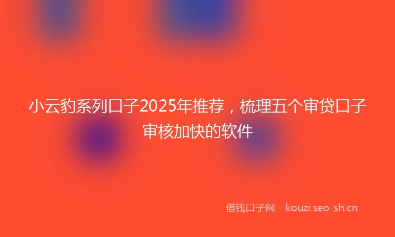 小云豹系列口子2025年推荐，梳理五个审贷口子审核加快的软件