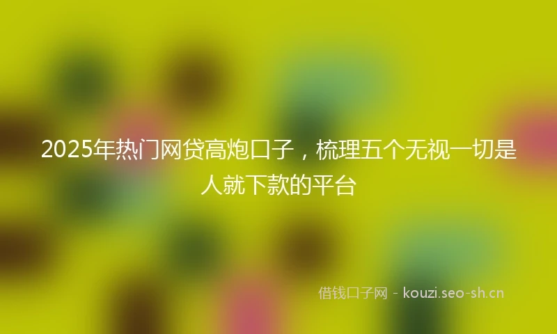 2025年热门网贷高炮口子，梳理五个无视一切是人就下款的平台
