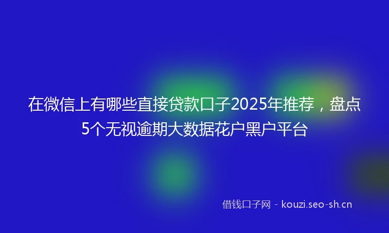 在微信上有哪些直接贷款口子2025年推荐，盘点5个无视逾期大数据花户黑户平台