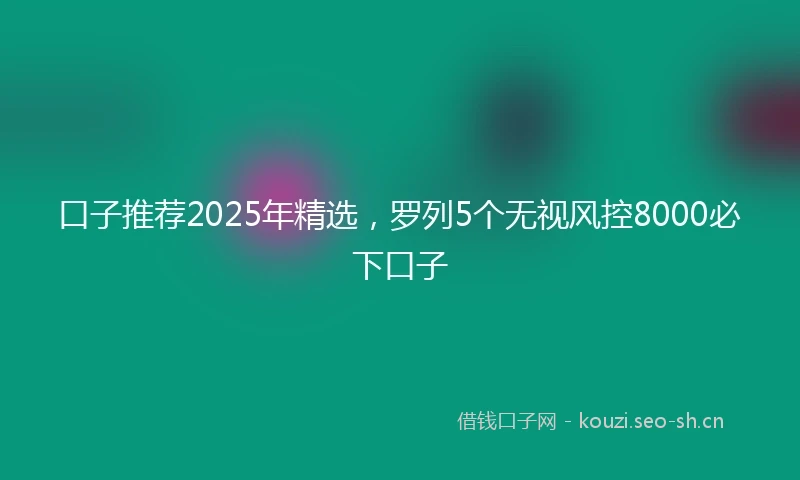 口子推荐2025年精选，罗列5个无视风控8000必下口子
