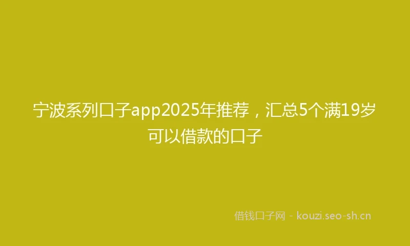 宁波系列口子app2025年推荐，汇总5个满19岁可以借款的口子