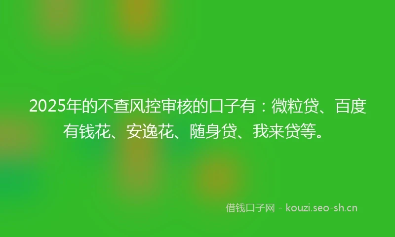 2025年的不查风控审核的口子有：微粒贷、百度有钱花、安逸花、随身贷、我来贷等。
