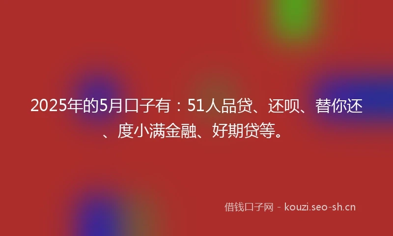 2025年的5月口子有：51人品贷、还呗、替你还、度小满金融、好期贷等。