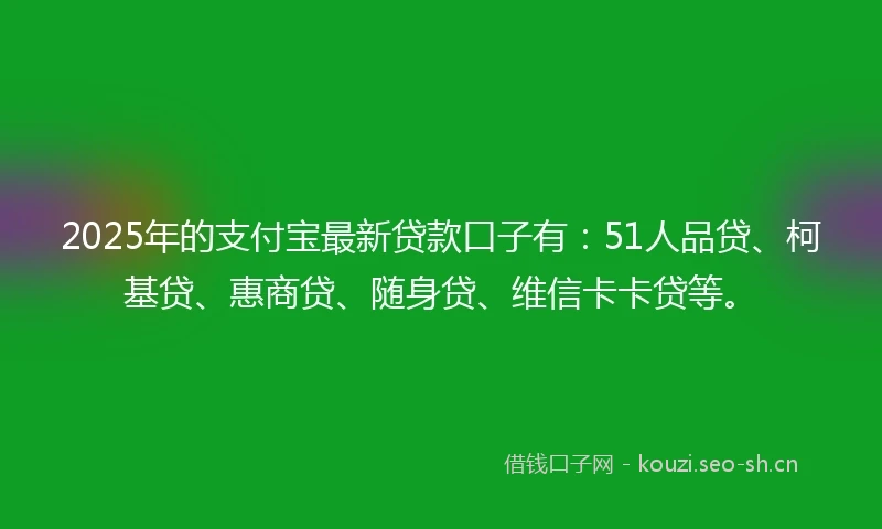 2025年的支付宝最新贷款口子有：51人品贷、柯基贷、惠商贷、随身贷、维信卡卡贷等。