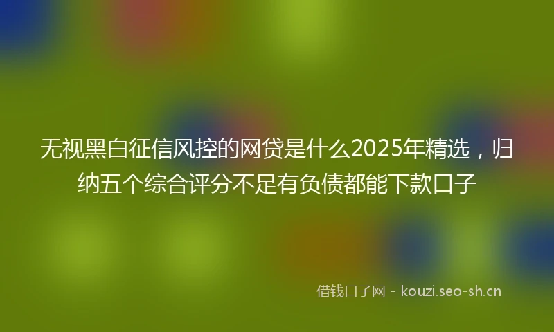无视黑白征信风控的网贷是什么2025年精选，归纳五个综合评分不足有负债都能下款口子