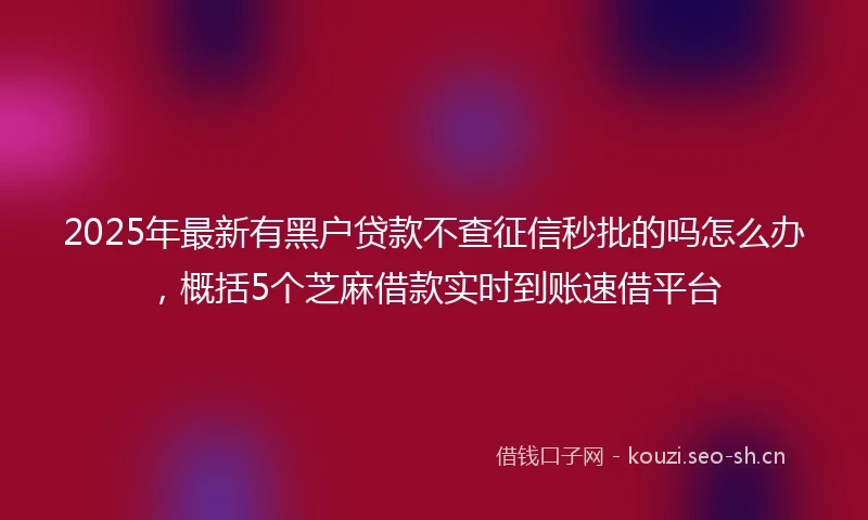 2025年最新有黑户贷款不查征信秒批的吗怎么办，概括5个芝麻借款实时到账速借平台