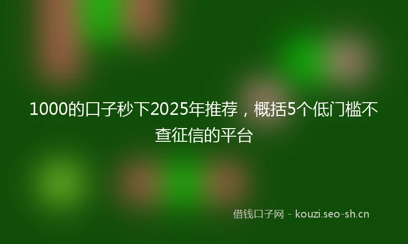 1000的口子秒下2025年推荐，概括5个低门槛不查征信的平台