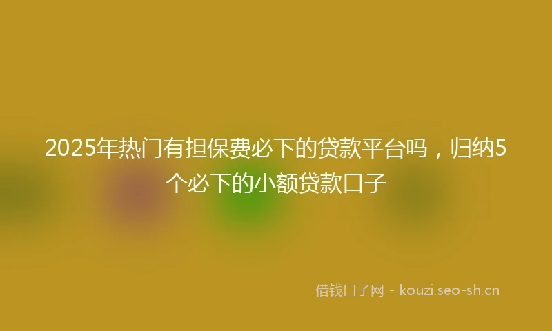2025年热门有担保费必下的贷款平台吗，归纳5个必下的小额贷款口子