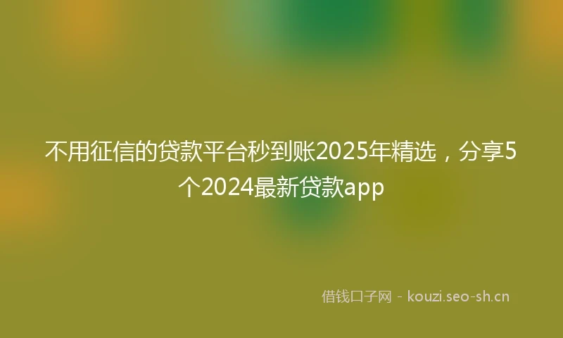 不用征信的贷款平台秒到账2025年精选，分享5个2024最新贷款app