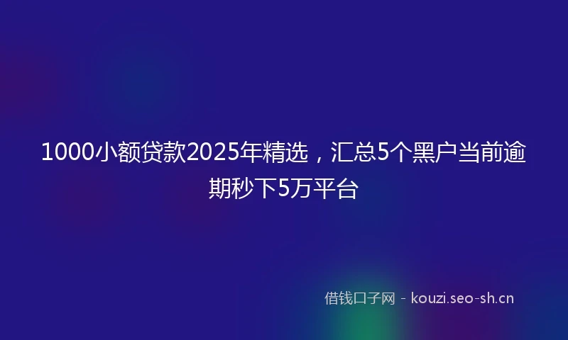 1000小额贷款2025年精选，汇总5个黑户当前逾期秒下5万平台