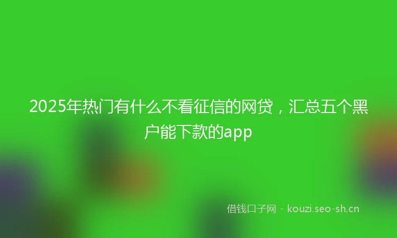 2025年热门有什么不看征信的网贷,汇总五个黑户能下款的app