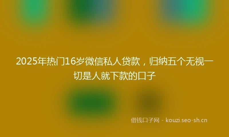 2025年热门16岁微信私人贷款,归纳五个无视一切是人就下款的口子