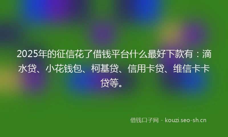 2025年的征信花了借钱平台什么最好下款有：滴水贷、小花钱包、柯基贷、信用卡贷、维信卡卡贷等。
