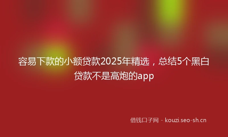 容易下款的小额贷款2025年精选，总结5个黑白贷款不是高炮的app